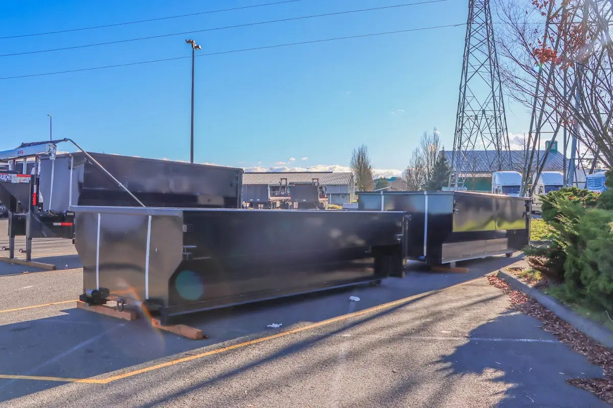 Roll-off dumpster ready for waste disposal at job site for 6 Yard Dumpster Rental in Ballston
